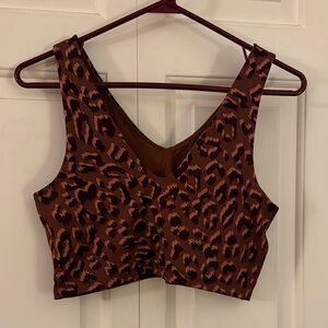 Aerie Maroon Brown and Black Leopard Print Crop Top